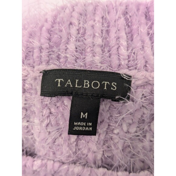 Talbots Lilac Purple Open Knit Cozy Soft Eyelash Sweater sz M Casual - Picture 7 of 8